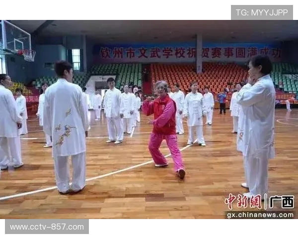 广西钦州太极拳教学现场，老年学员动作一丝不苟